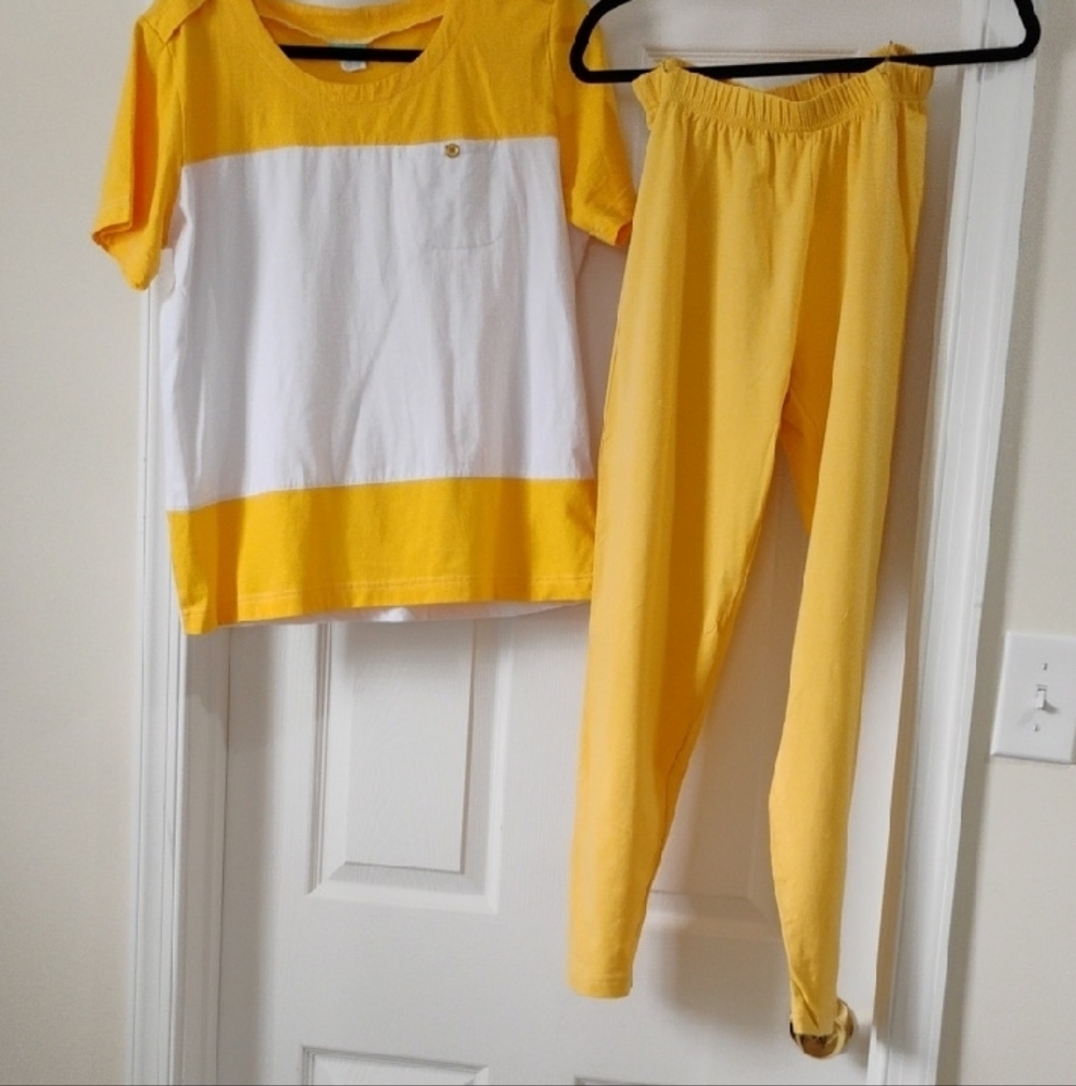 Yellow and White Straight Leg Pants Jumpsuit